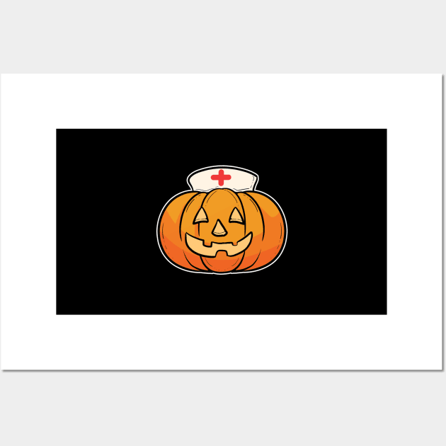 Halloween Nurse Pumpkin Aid Hospital Pumpkins Gift Wall Art by amango